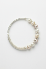 Pearl Bangle  with  Freshwater Baroque pearl gift  (1 King Pearl + 1 Edison Pearl) [Open in live]｜Freshwater  Pearl Bangle Adjustable