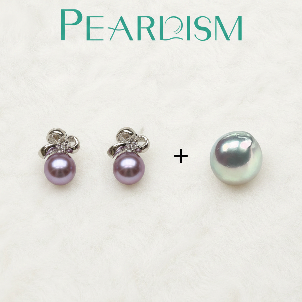 Pearl Earrings  with  Seawater Akoya pearl gift  (1 pearl) [Open in live]｜Freshwater  Pearl  Earrings